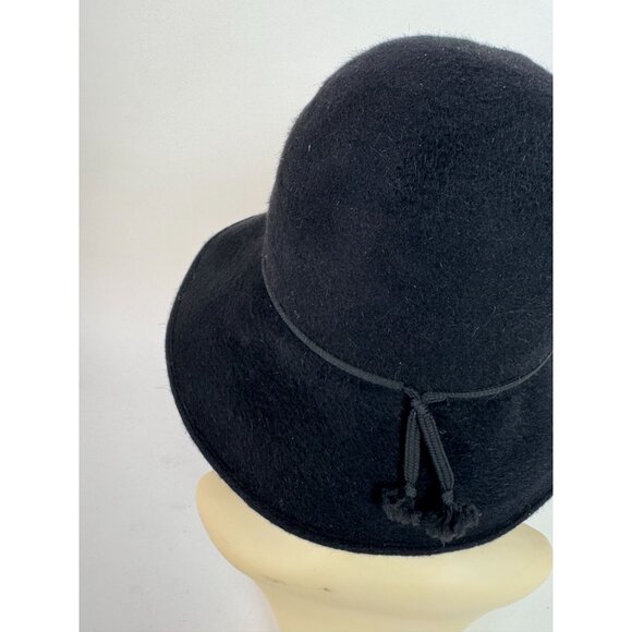 Helen Kaminski Vintage Black Wool Felt Wide Brim Hat Made In Australia main image 9